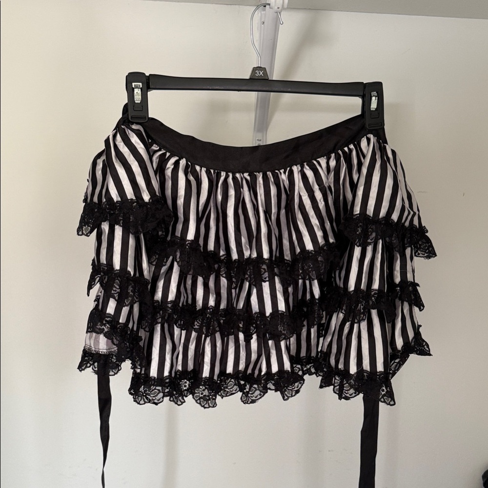 Leg Avenue Striped Mini Skirt with Lace Trim